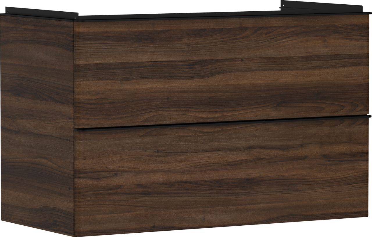 54034670 Xelu Q vanity unit 980mm dark walnut body, matt black handle