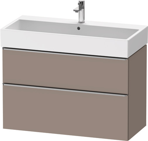 Duravit D-Neo Waschtischunterbau wandhängend mit Möbelgriff Edelstahl gebürstet