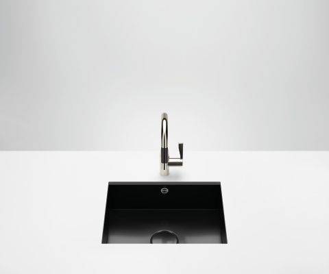 Küchenbecken aus glasiertem Stahl, Einzelbecken, Unterbau, 550 x 400mm