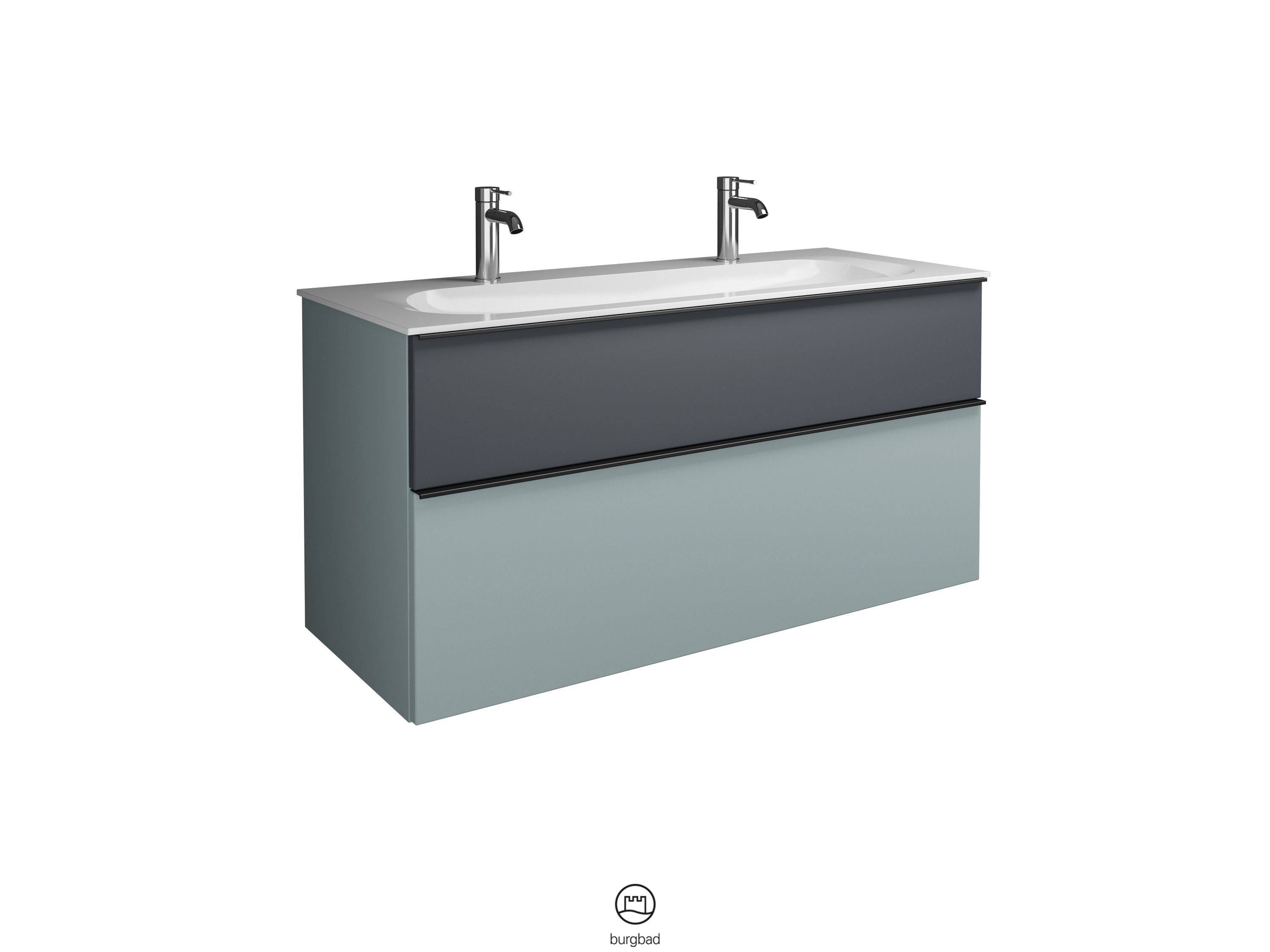 burgbad Fiumo Waschtisch mit Waschtischunterschrank Eisblau Softmatt/graphit softmatt