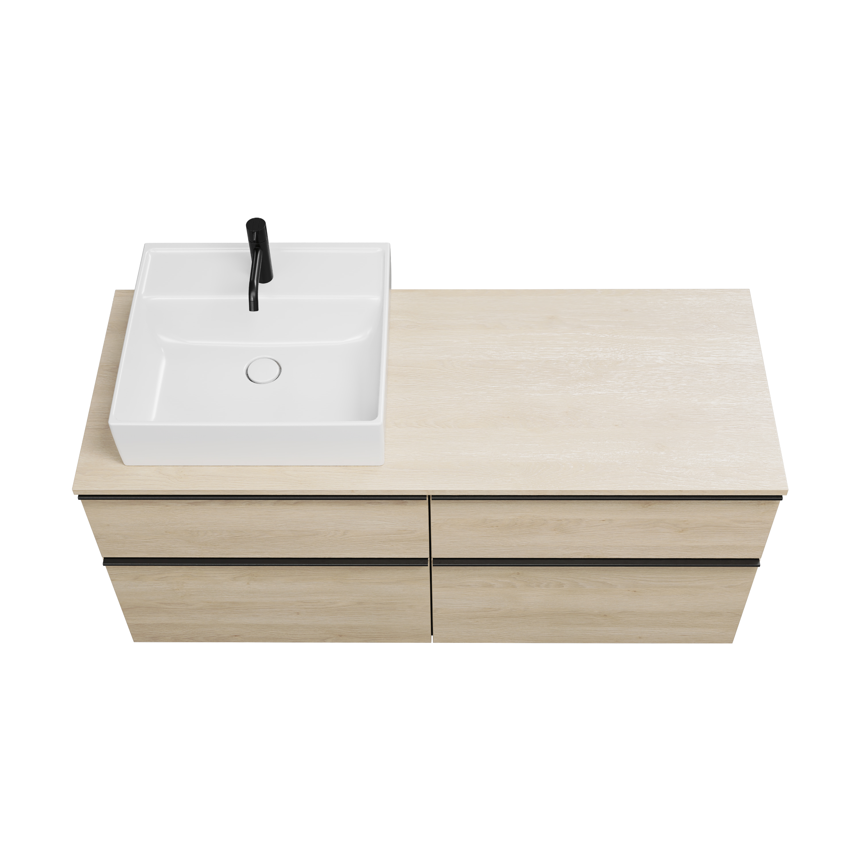 burgbad Eqio Konsolenplatte mit Unterschrank SGUU140 619x1400x550 Eiche Dekor Cashmere