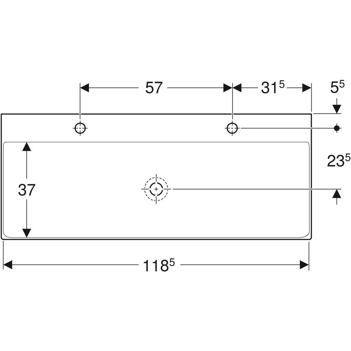 One Waschtisch 120cm, Abgang vertikal
