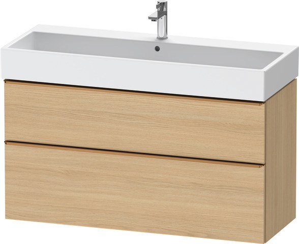 Duravit D-Neo Waschtischunterbau wandhängend mit Möbelgriff Bronze gebürstet