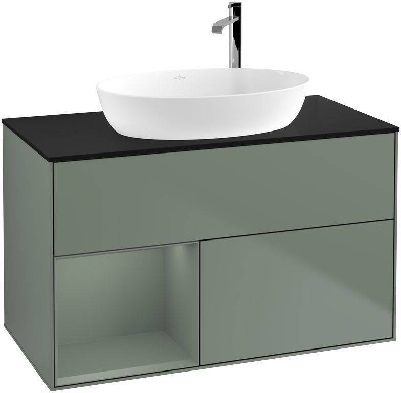 Villeroy & Boch Finion Waschtischunterschrank 1000 x 603 x 501mm, Abdeckplatte schwarz matt