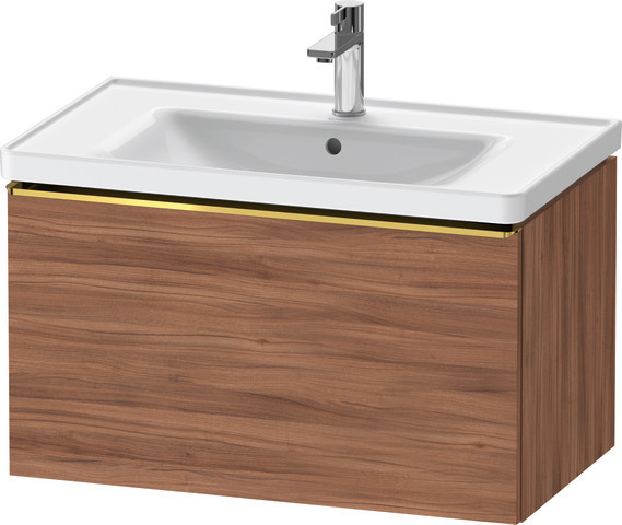 Duravit D-Neo Waschtischunterbau wandhängend mit Möbelgriff Gold poliert