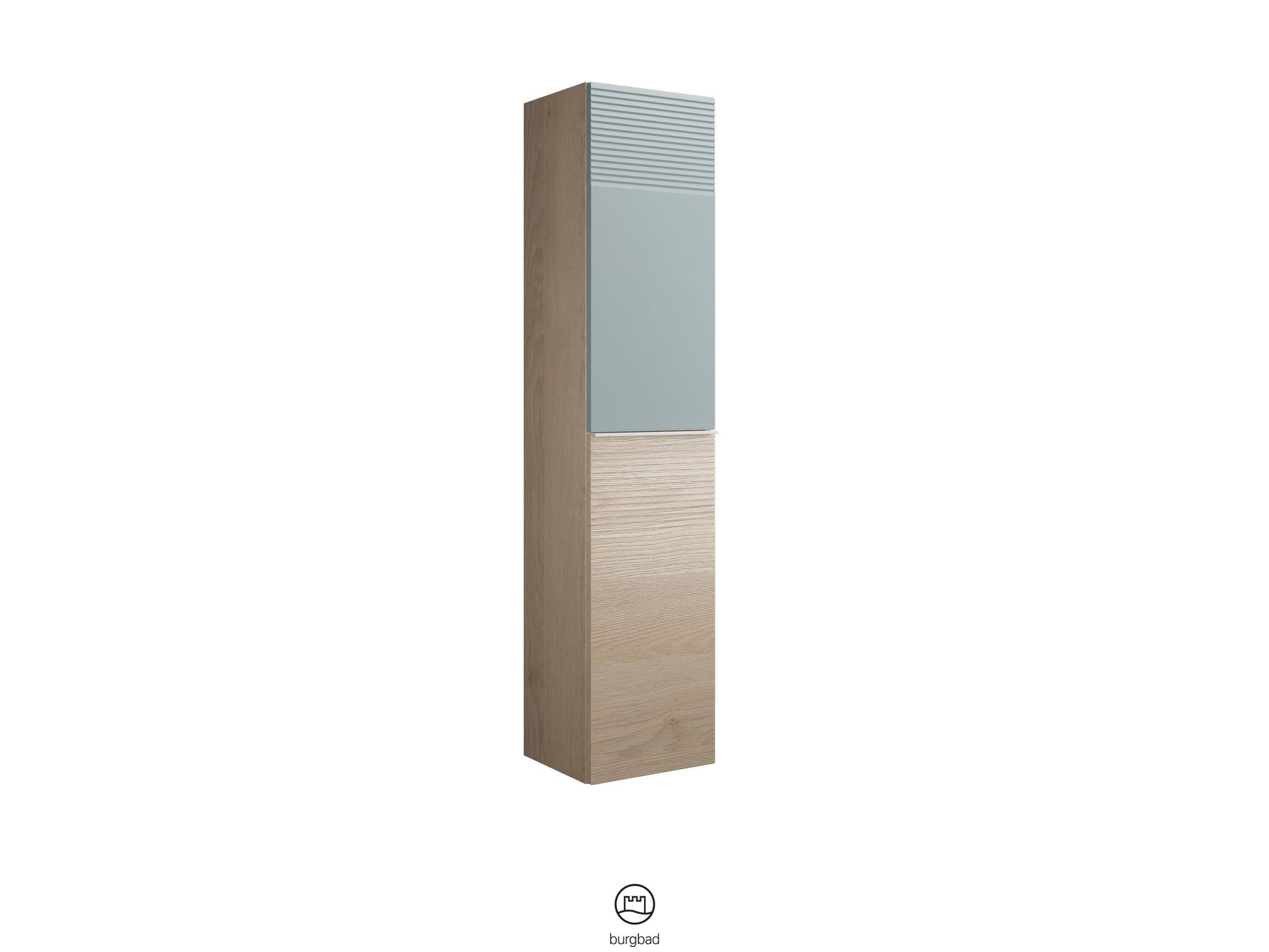 burgbad Fiumo Hochschrank mit Plisseestruktur 1600x350x320 Eiche Dekor Cashmere