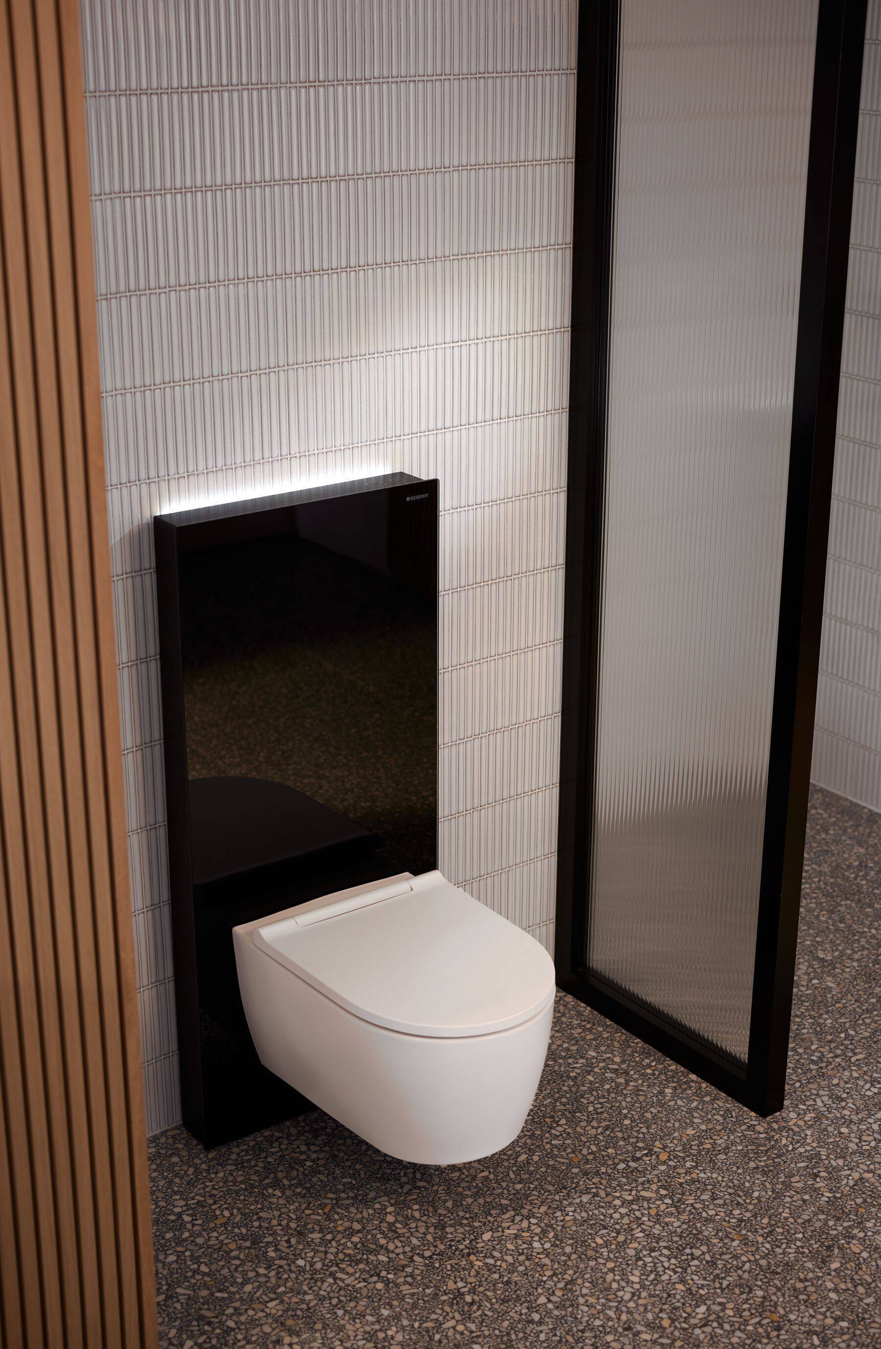 Monolith Plus Sanitärmodul für Wand-WC, 114cm, Frontverkleidung aus Glas