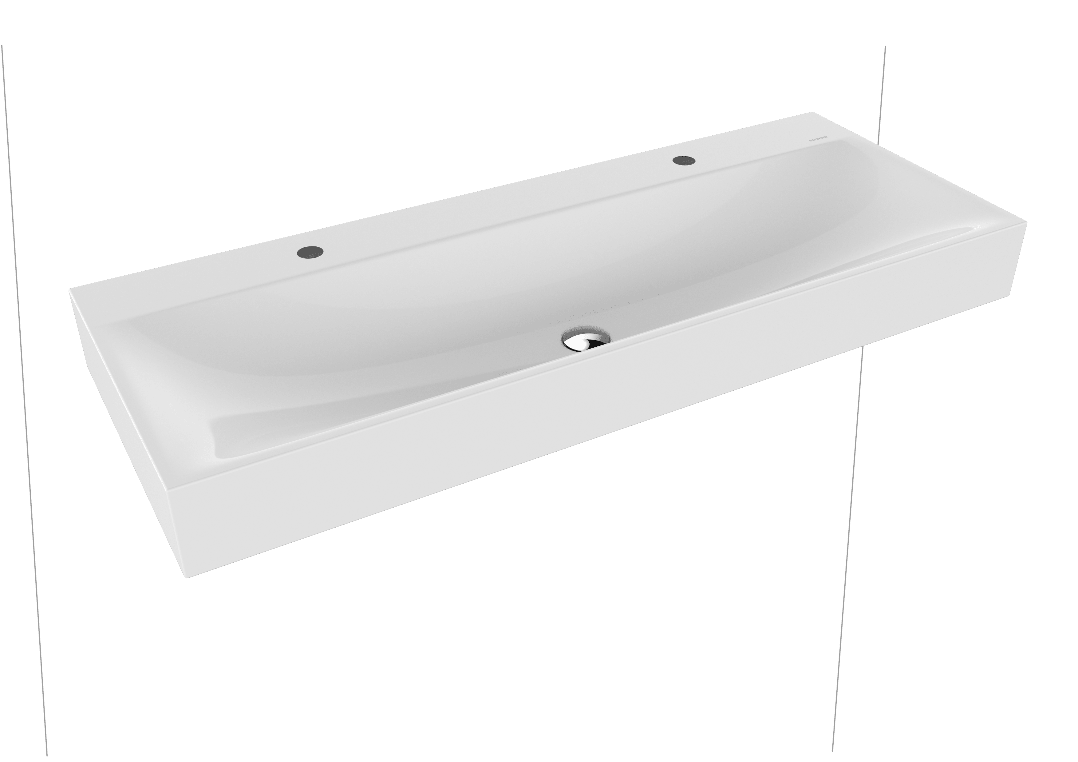 Silenio wall-mounted double washbasin; model 3046; 1200 x 460 x 120mm, with 2 x 3 tap holes