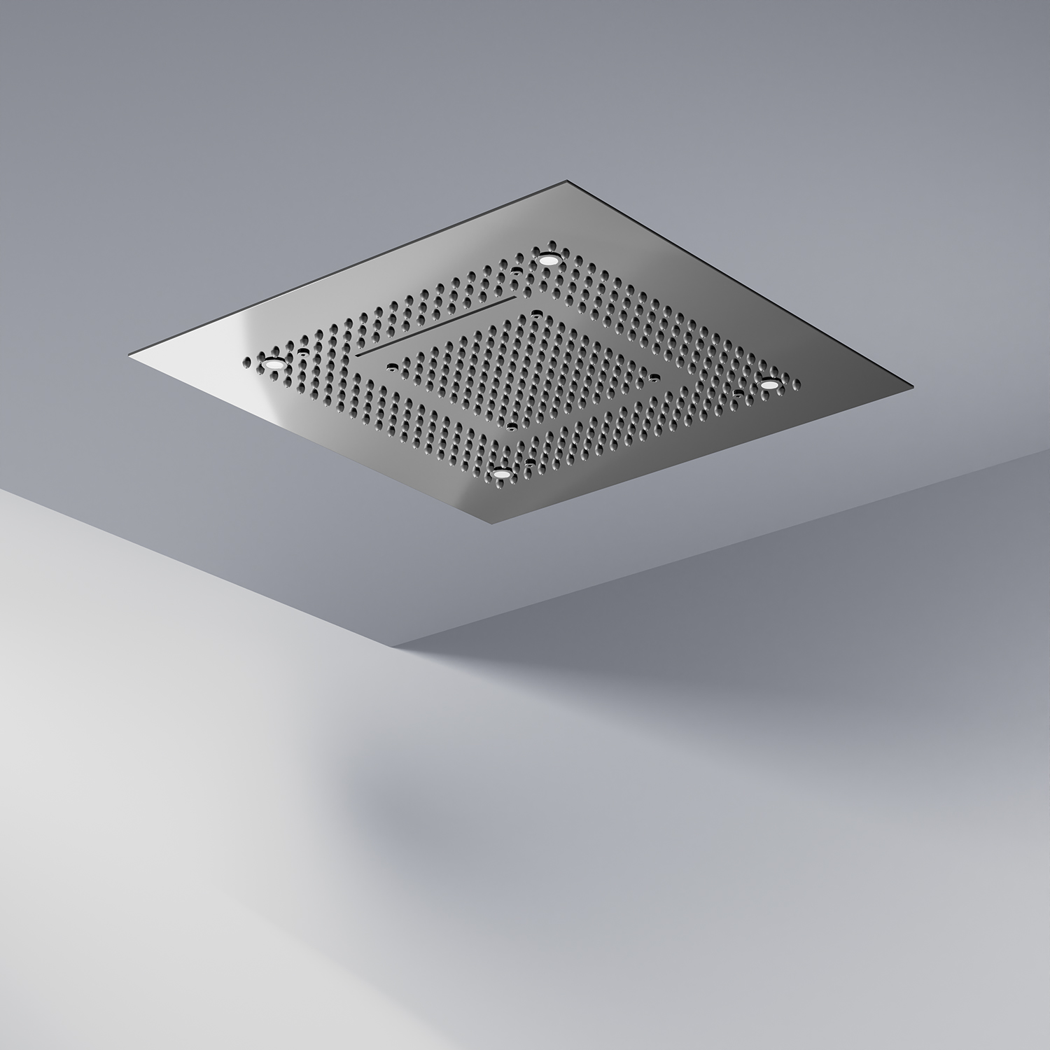 Moderner quadratischer Edelstahl Duschkopf an der Decke
