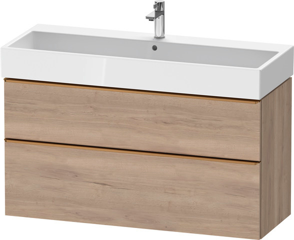 Duravit D-Neo Waschtischunterbau wandhängend mit Möbelgriff Bronze gebürstet