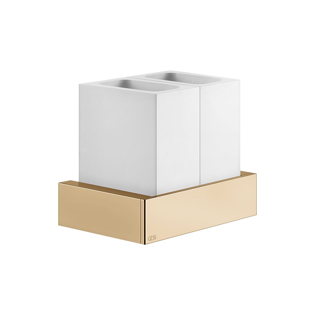 Gessi Rettangolo Wand-Doppel-Glashalter Becher weiß