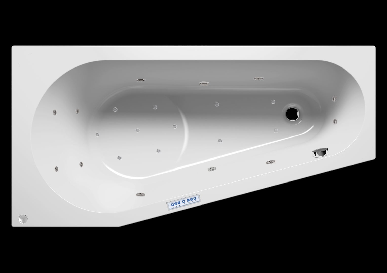Delta Einbau-Badewanne mit Dusch-Bereich, Ausführung rechts, 160 x 80cm