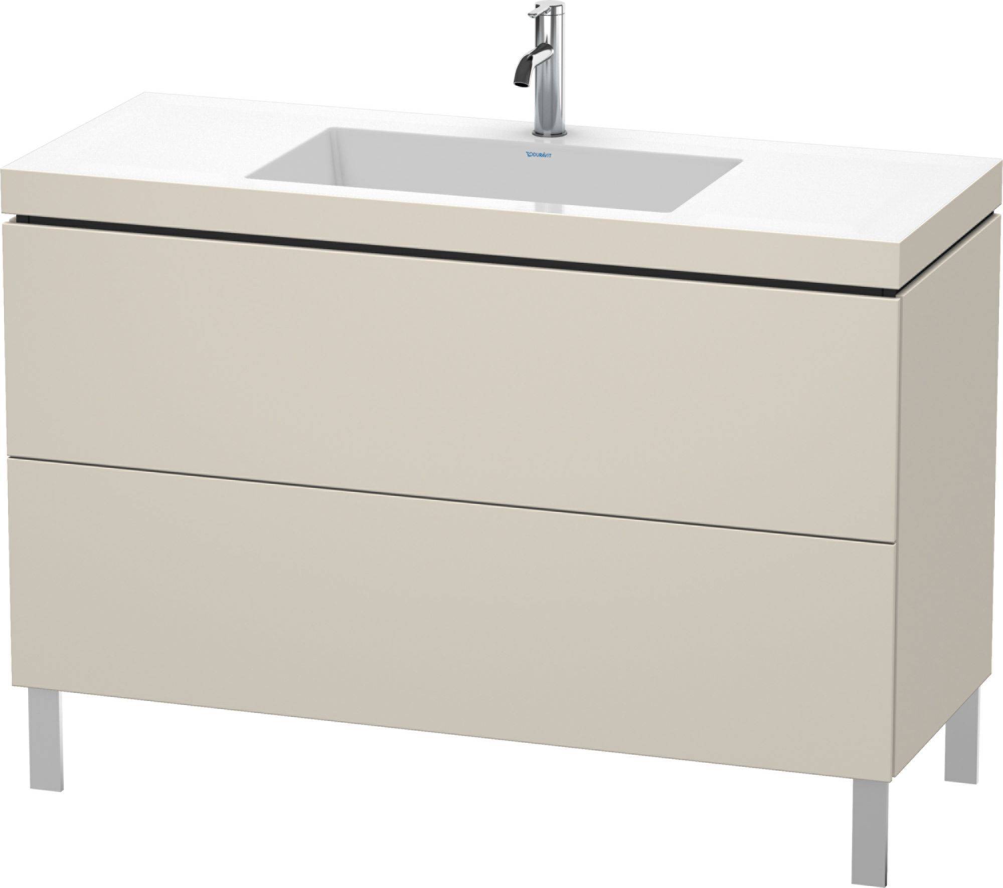 Duravit L-Cube Möbelwaschtisch c-bonded mit Unterbau bodenstehend, LC6939N, 1200 x 480mm, 2 Schubkästen