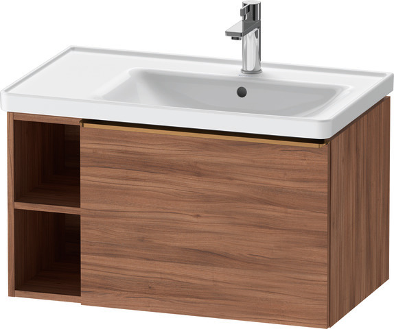 Duravit D-Neo Waschtischunterbau wandhängend mit Möbelgriff Bronze gebürstet