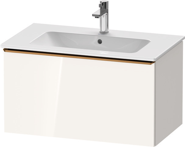Duravit D-Neo Waschtischunterbau wandhängend mit Möbelgriff Bronze gebürstet