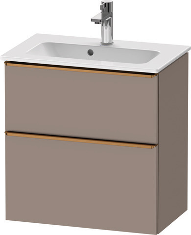 Duravit D-Neo Waschtischunterbau wandhängend mit Möbelgriff Bronze gebürstet