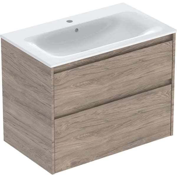 Geberit Renova Plan Badmöbel-Set 80x62,1x48cm, Nussbaum Hickory/ KeraTect