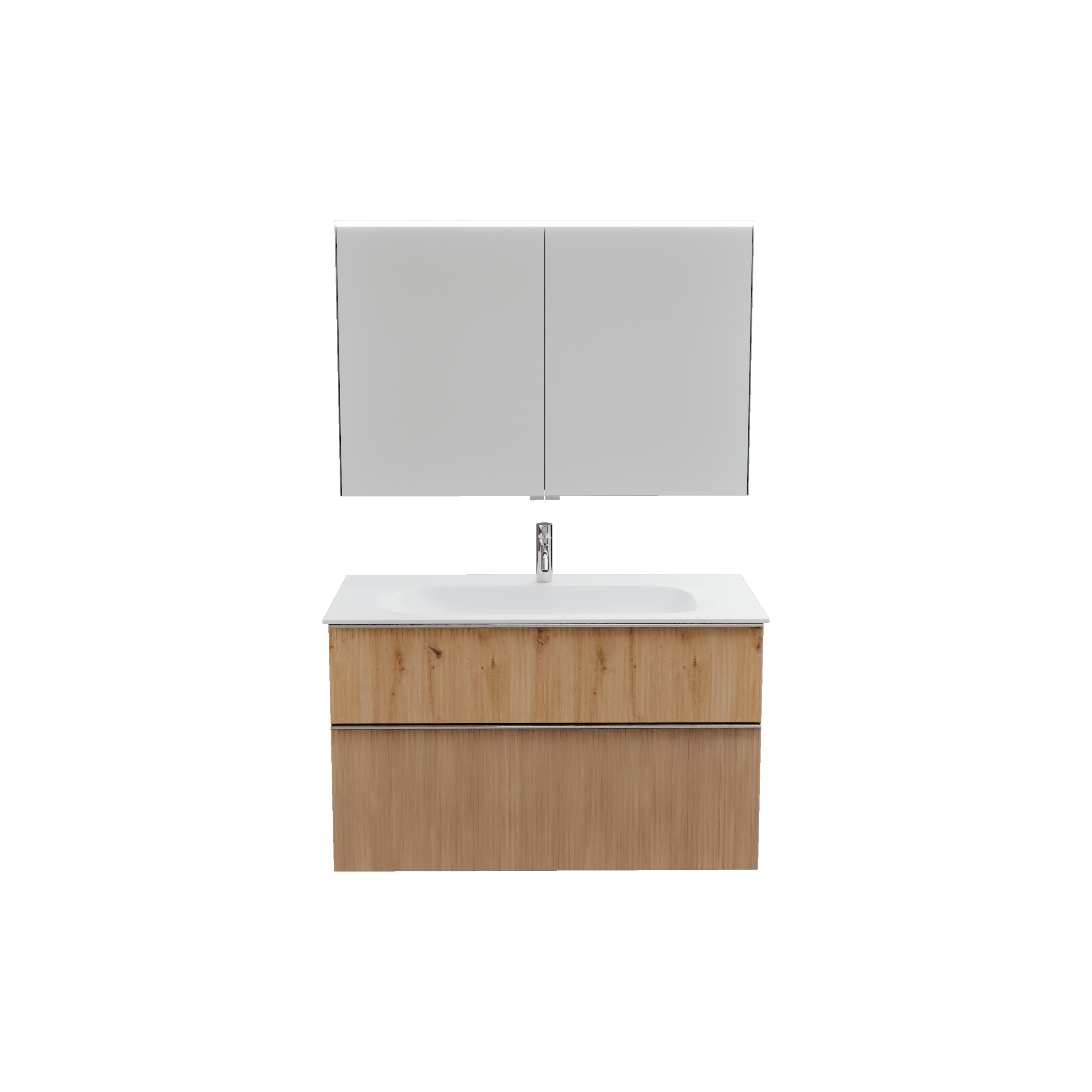 burgbad Fiumo 2.0 Badmöbel-Set 1020mm Tectona Dekor Zimt, Griff Chrom G0146