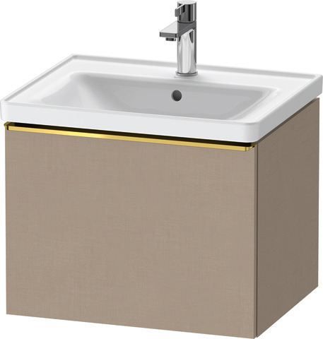 Duravit D-Neo Waschtischunterbau wandhängend mit Möbelgriff Gold poliert