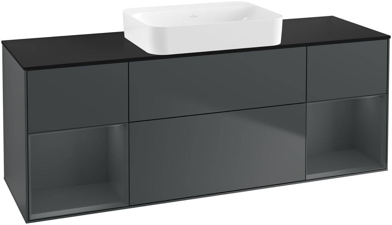 Villeroy & Boch Finion Waschtischunterschrank 1600 x 603 x 501mm, Abdeckplatte schwarz matt
