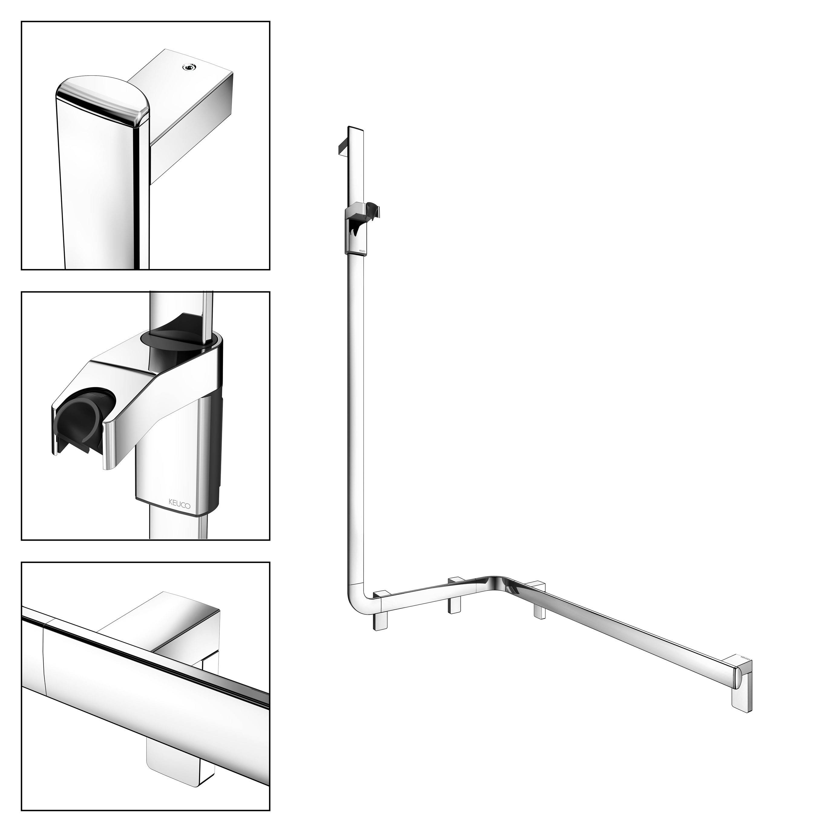 KEUCO AXESS Duschhandlauf 850mm mit Brausestange, linke Ausführung