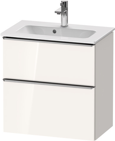 Duravit D-Neo Waschtischunterbau wandhängend mit Möbelgriff Edelstahl gebürstet