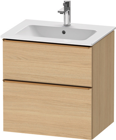 Duravit D-Neo Waschtischunterbau wandhängend mit Möbelgriff Bronze gebürstet