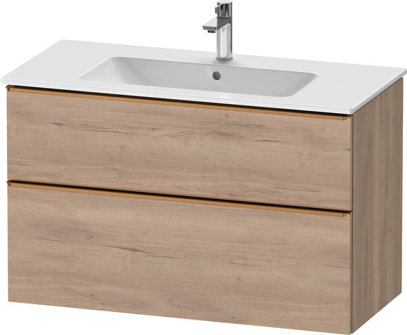 D-Neo Waschtischunterbau wandhängend mit Möbelgriff Bronze gebürstet