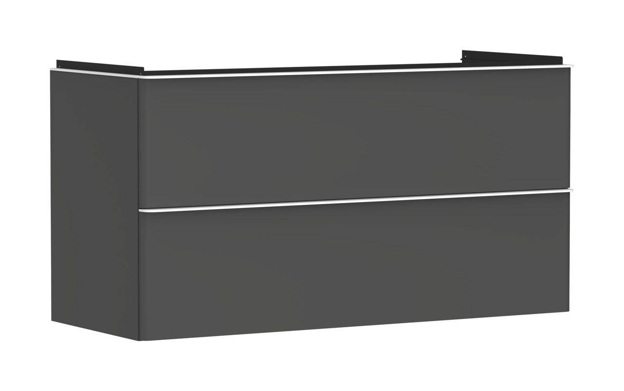 Xelu Q Waschtischunterschrank 1180mm Korpus diamantgrau matt, Griff mattweiß