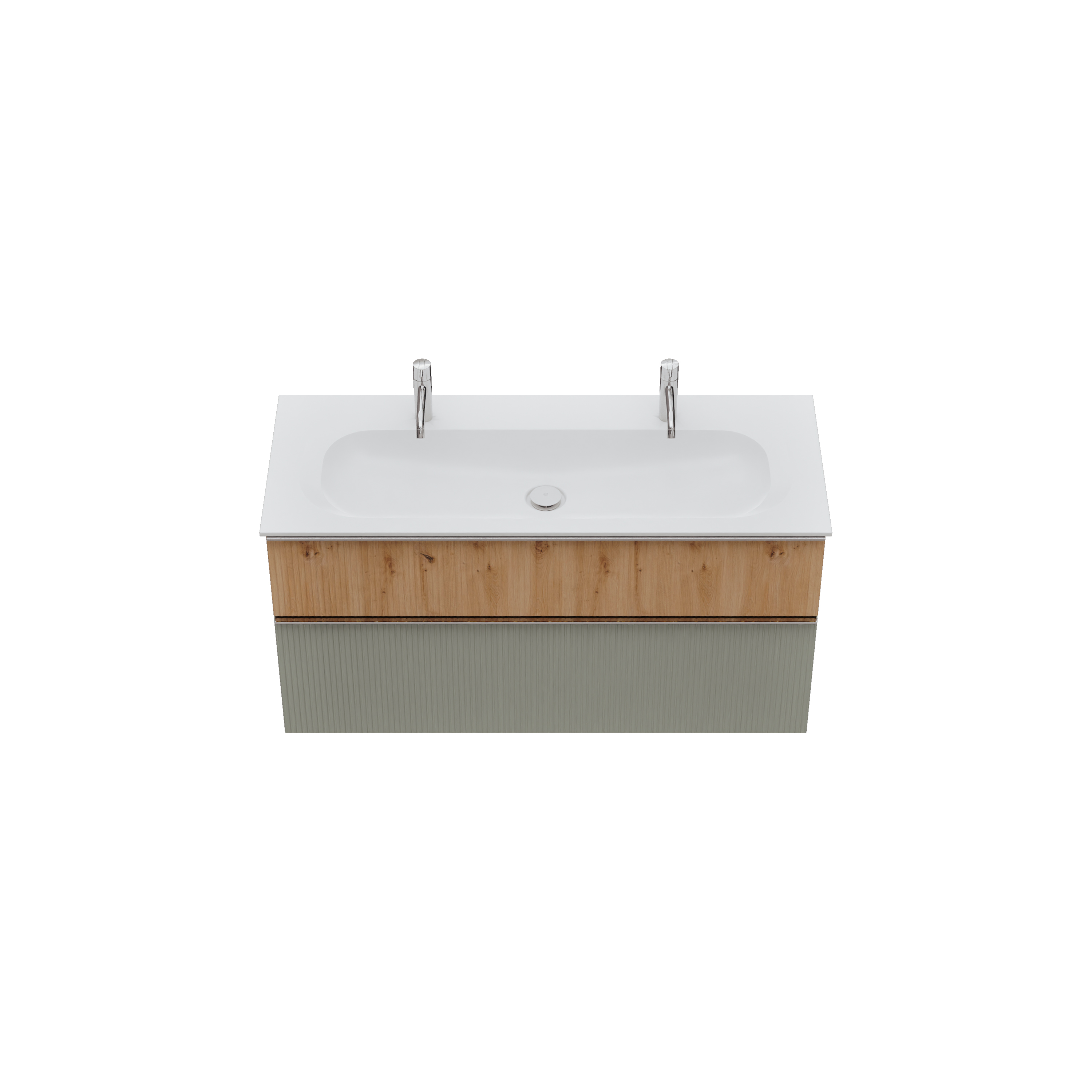 burgbad Fiumo 2.0 Badmöbel-Set 1220mm Rauchgrün Softmatt, Griff Chrom G0146