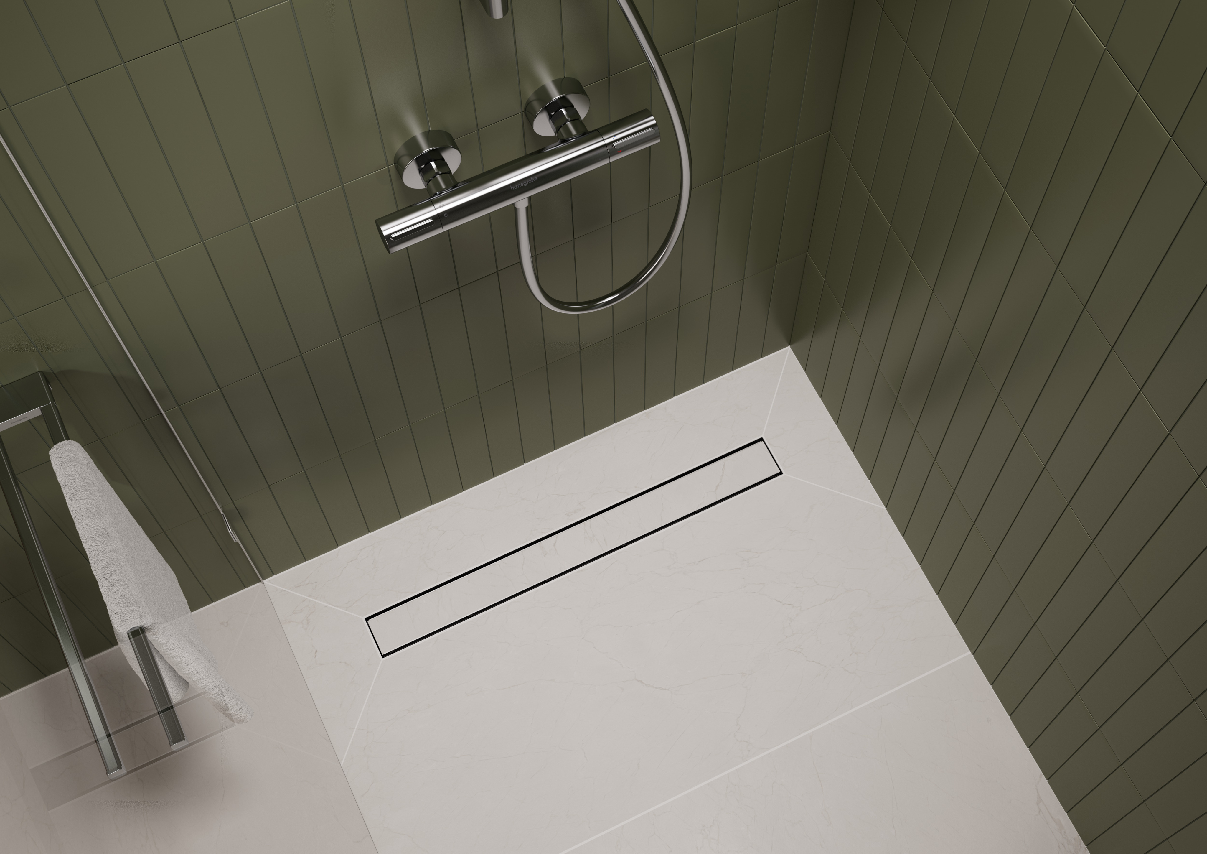 RainDrain Go Komplettset Duschrinne 700  rückseitig befliesbar für Standard-/flache Installation
