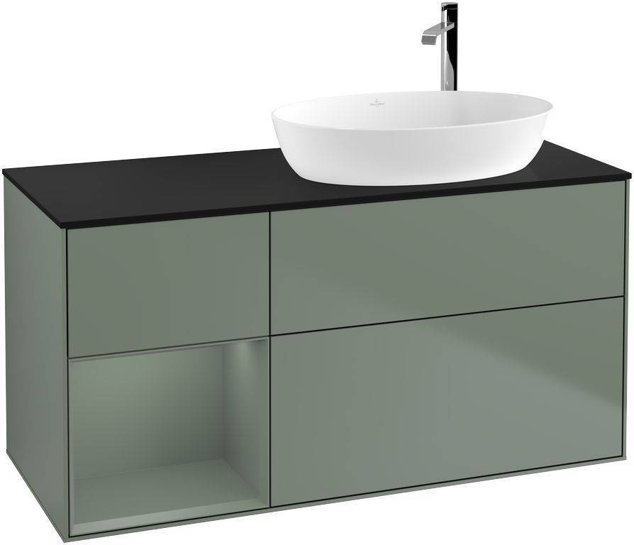Villeroy & Boch Finion Waschtischunterschrank 1200 x 603 x 501mm, Abdeckplatte schwarz matt