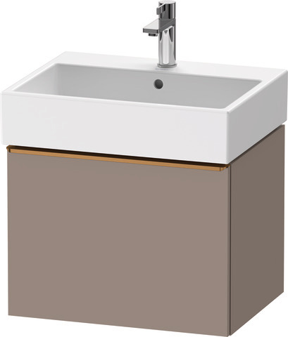 Duravit D-Neo Waschtischunterbau wandhängend mit Möbelgriff Bronze gebürstet