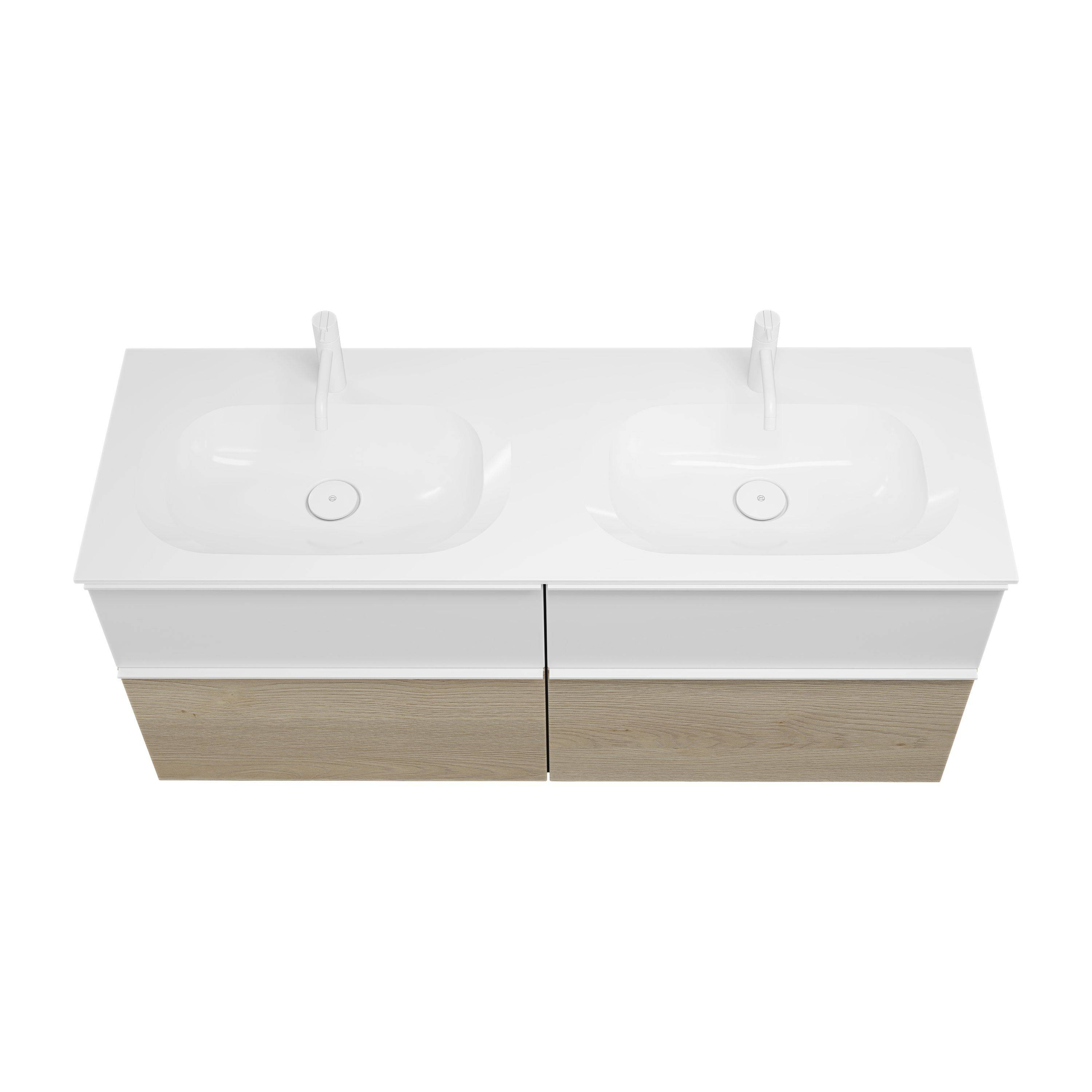 burgbad Fiumo Waschtisch mit Waschtischunterschrank Eiche Dekor Cashmere/weiß matt