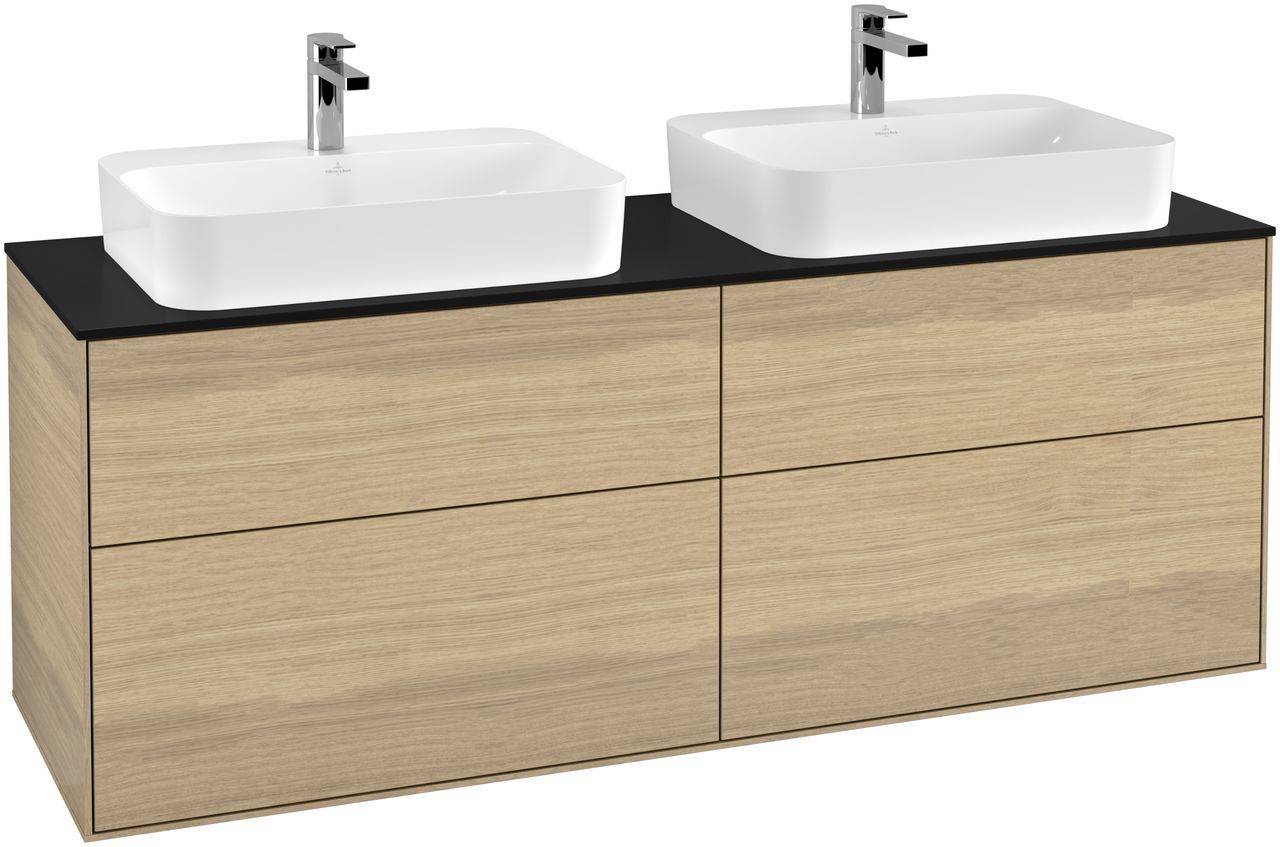 Villeroy & Boch Finion Waschtischunterschrank 1600 x 603 x 501mm, Abdeckplatte schwarz matt