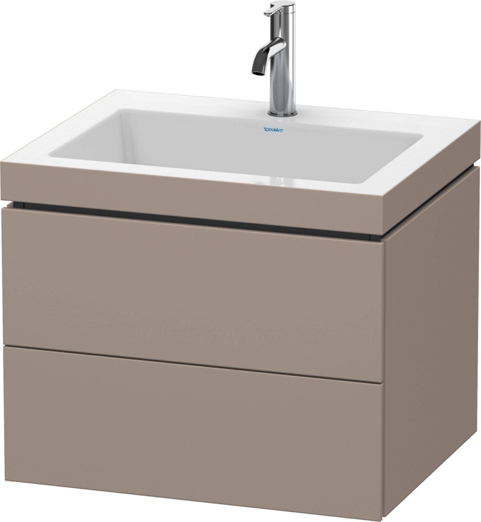 Duravit L-Cube Möbelwaschtisch c-bonded mit Unterbau wandhängend, LC6926N, 600 x 480mm, 2 Schubkästen