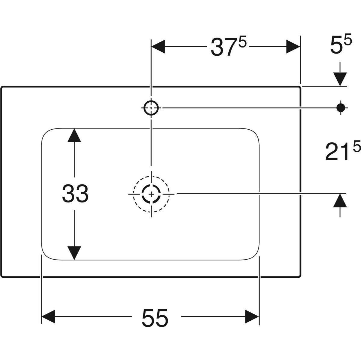 One Möbelwaschtisch 75cm, Abgang vertikal