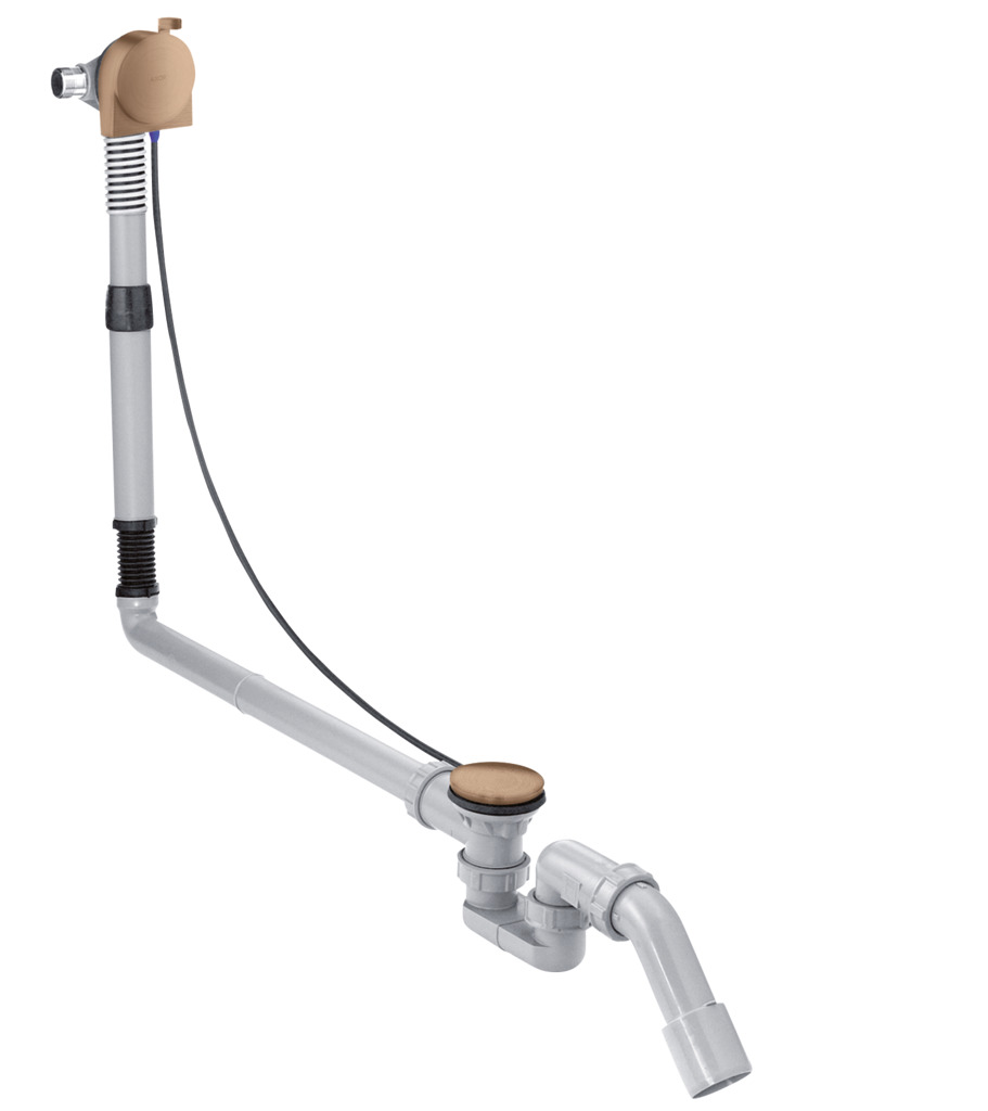 Axor Exafill S Komplettset Wanneneinlauf für Sonderbadewannen, brushed red gold optic