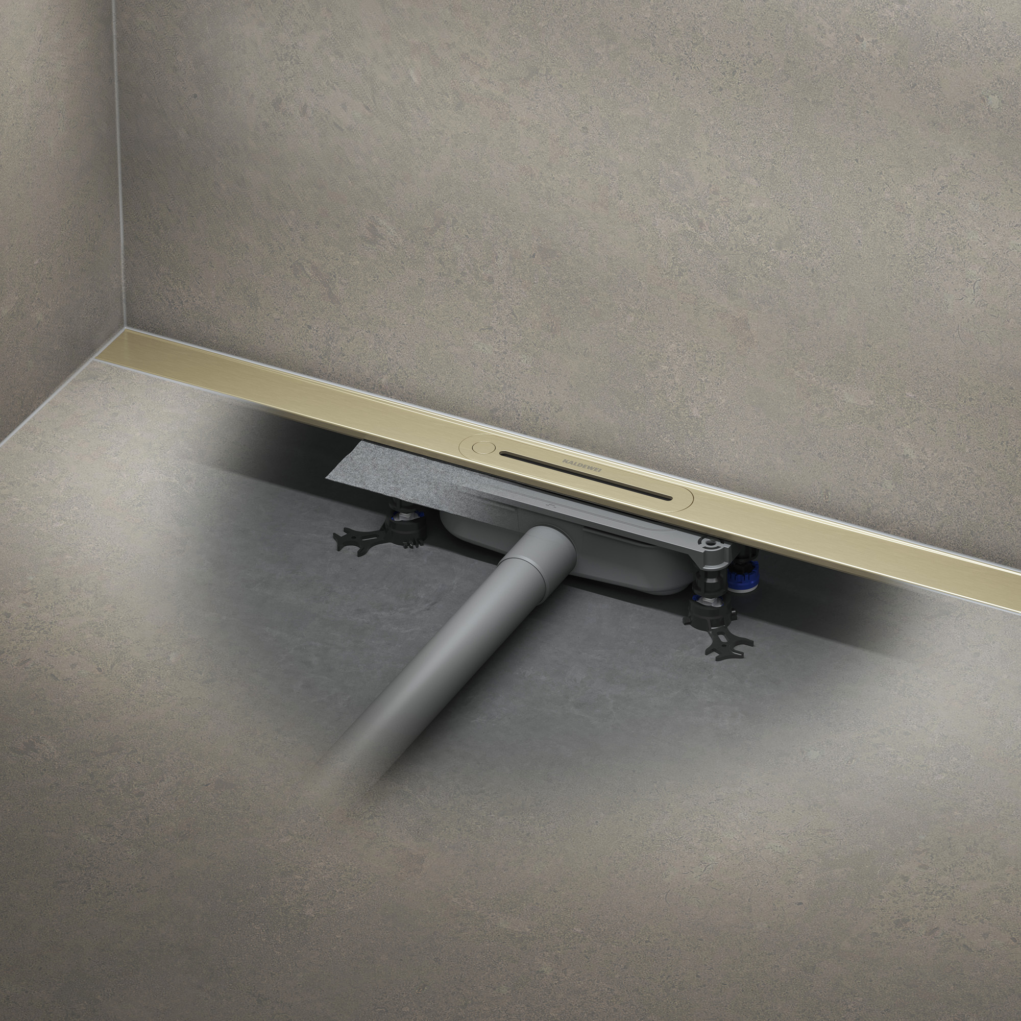 Flowline Zero Duschrinnen-Set mit FlowDrain Flat,  1200mm, champagner gebürstet