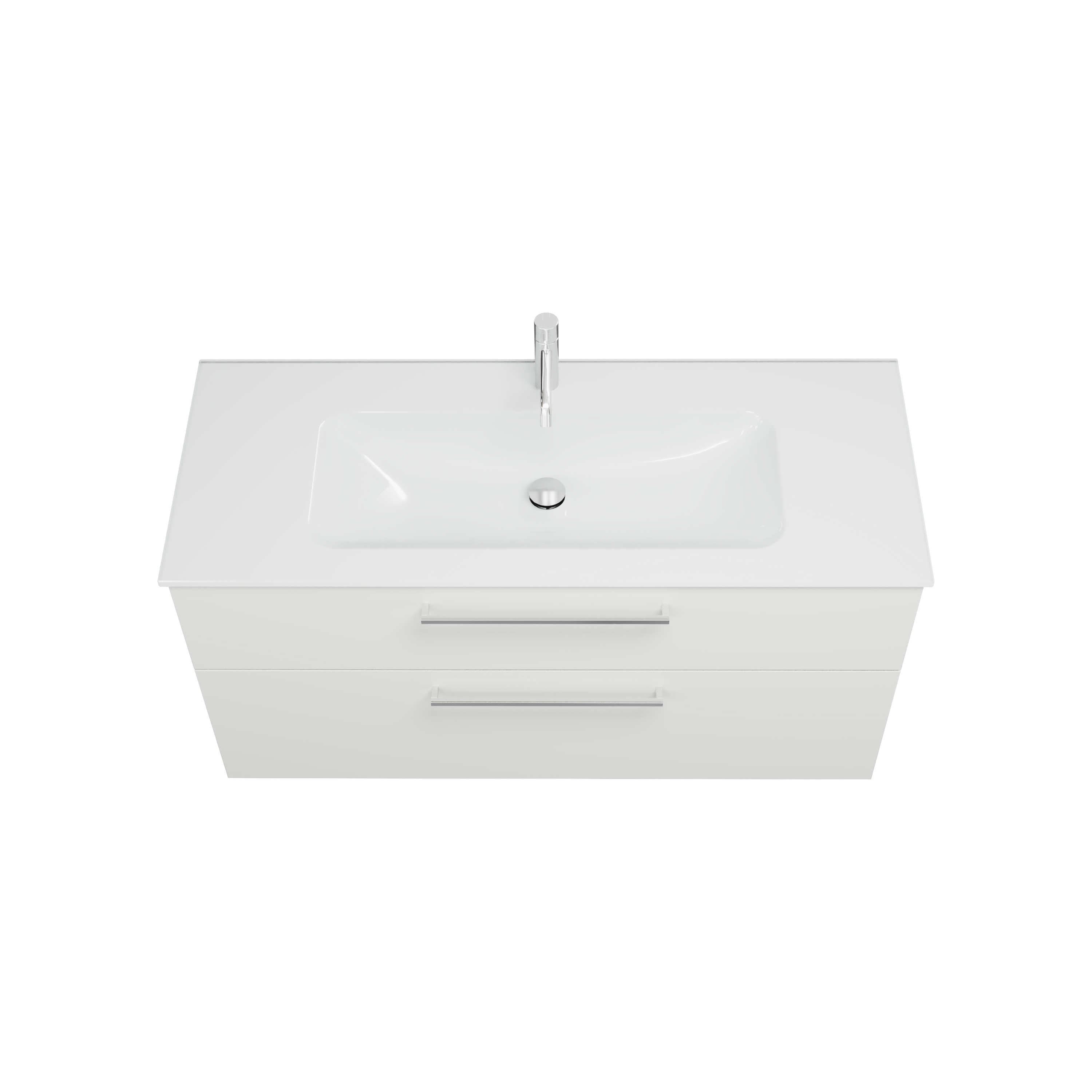 burgbad Eqio Badmöbel-Set SEYX122 mit Glas-Waschtisch, Weiß Hochglanz/Weiß