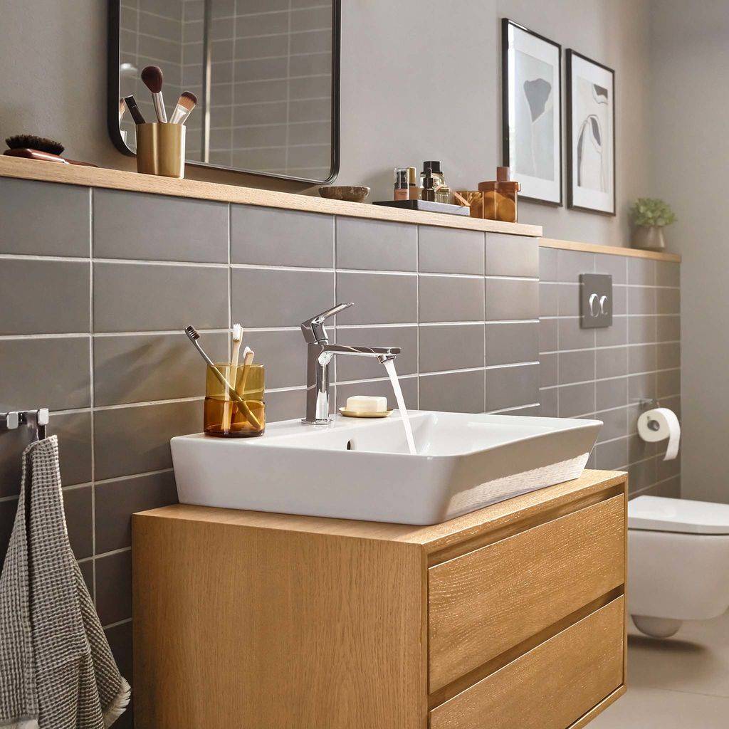 Rebris E single lever washbasin mixer 110 with drain set