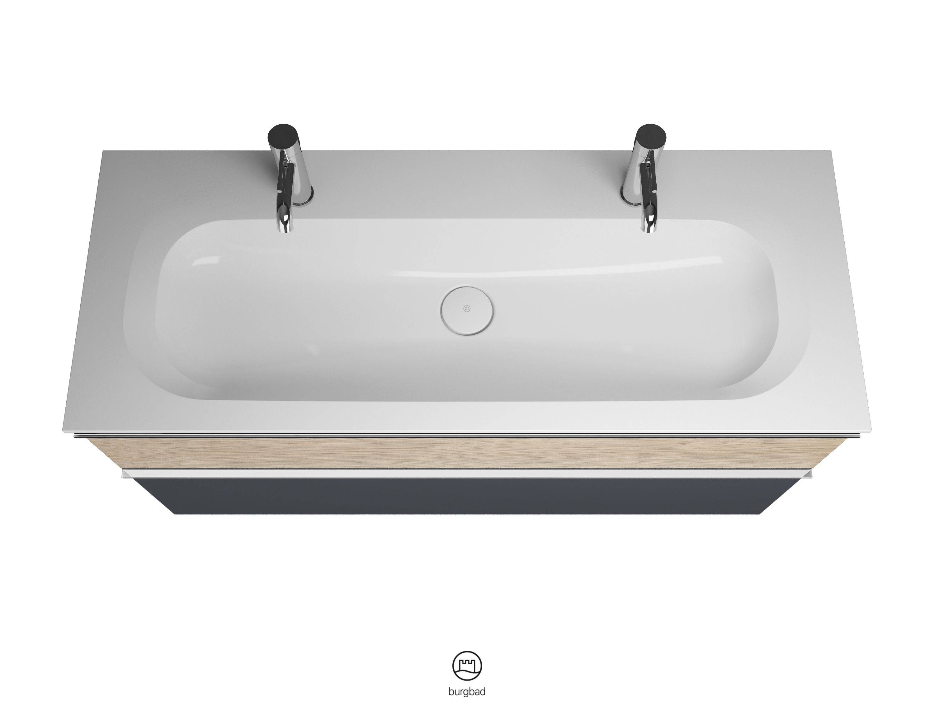 burgbad Fiumo Waschtisch mit Waschtischunterschrank Graphit Softmatt/eiche dekor cashmere