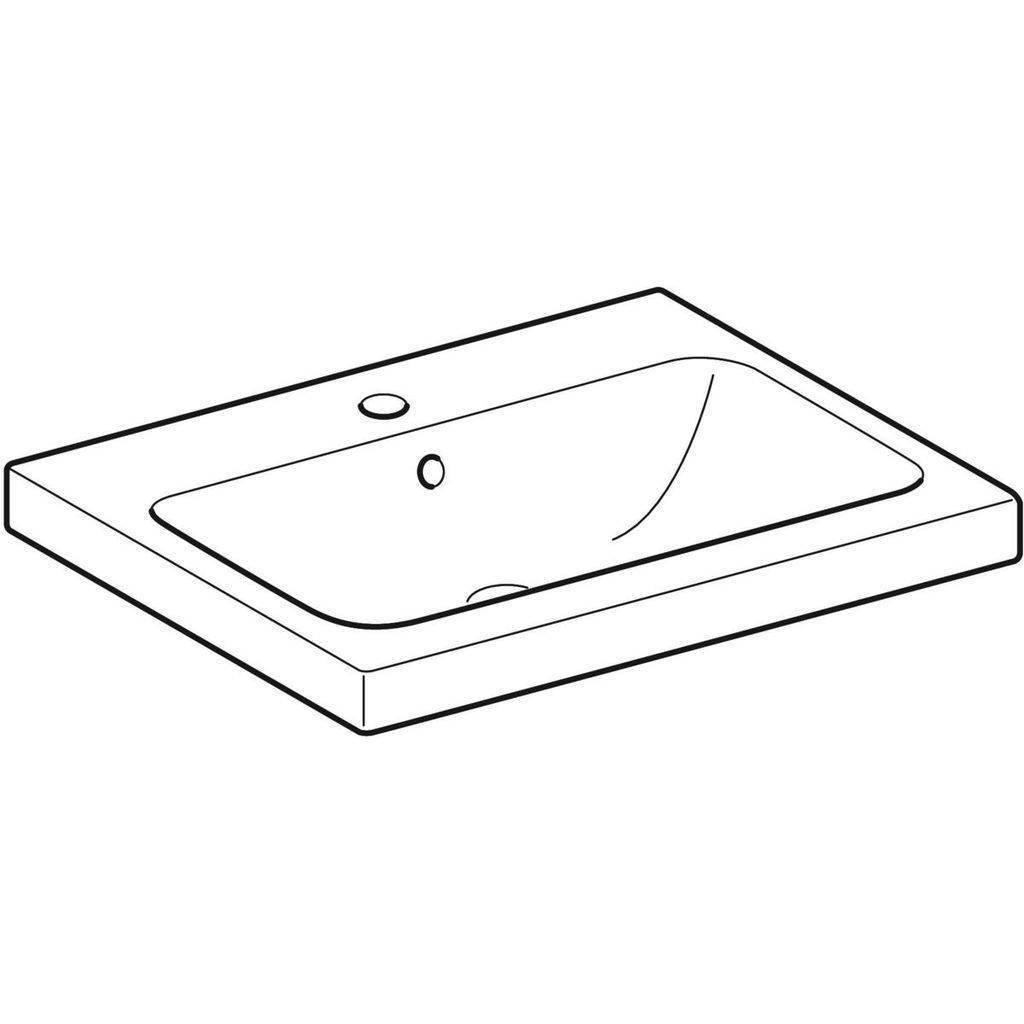 iCon light washbasin; 600mm; tap hole centered, visible overflow