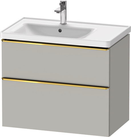 Duravit D-Neo Waschtischunterbau wandhängend mit Möbelgriff Gold poliert