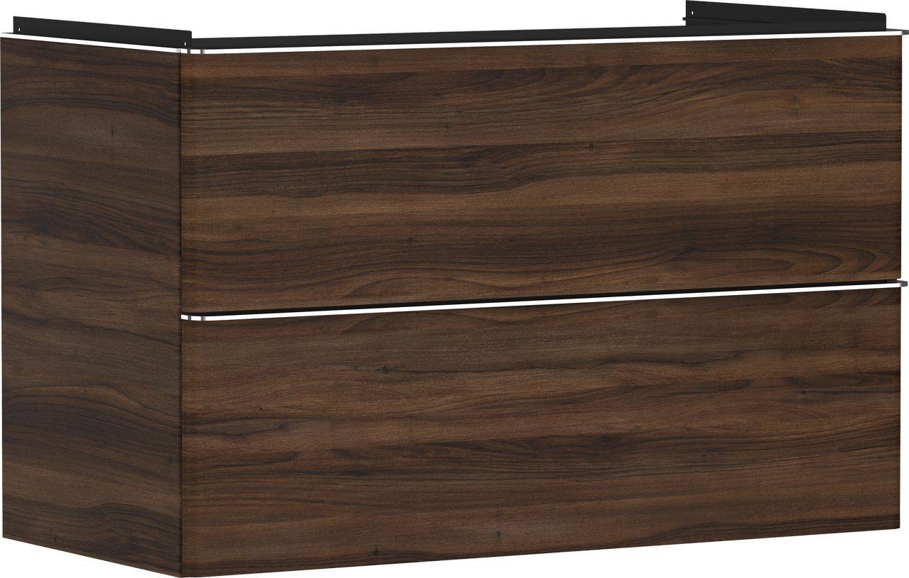 Xelu Q vanity unit 980mm dark walnut body, chrome handle