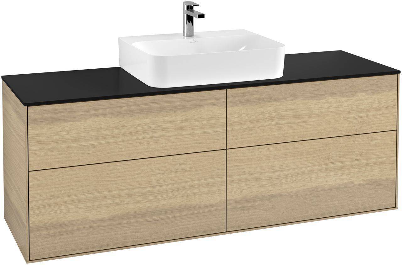 Villeroy & Boch Finion Waschtischunterschrank 1600 x 603 x 501mm, Abdeckplatte schwarz matt