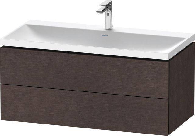 L-Cube c-shaped Badmöbel-Set 1000mm  Eiche dunkel gebürstet Echtholzfurnier