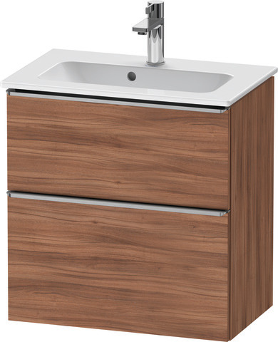 Duravit D-Neo Waschtischunterbau wandhängend mit Möbelgriff Edelstahl gebürstet