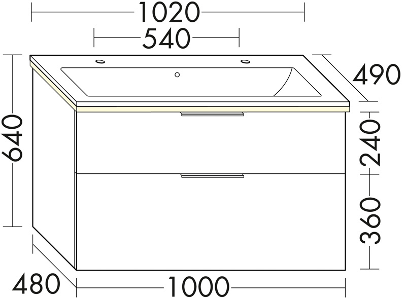 Eqio Slim bathroom furniture set SHBW102 Dark gray matt/alpine white