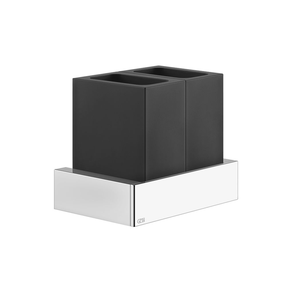Gessi Rettangolo Wand-Doppel-Glashalter Becher schwarz